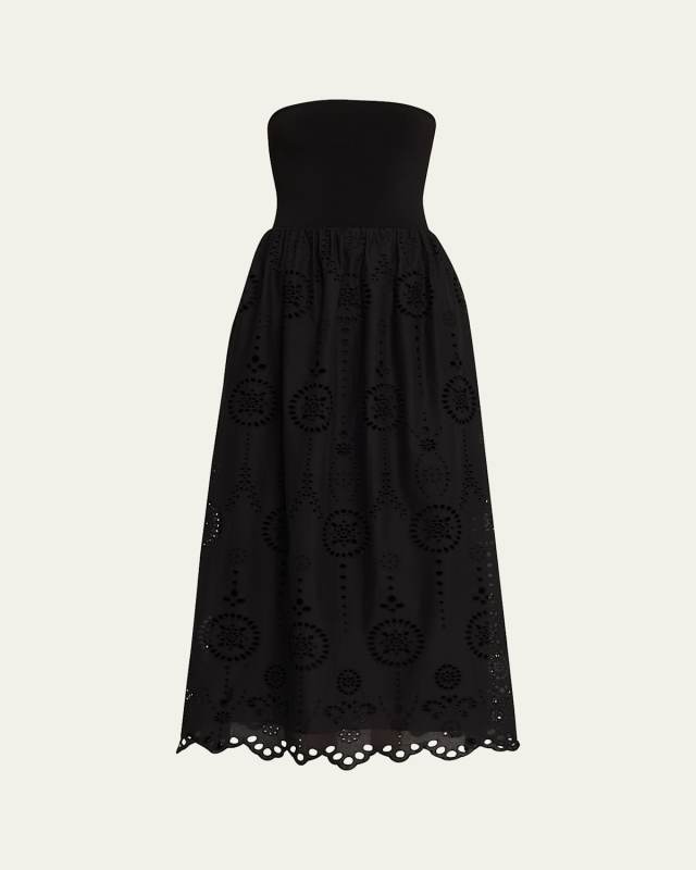 Strapless Knit Broderie Dress